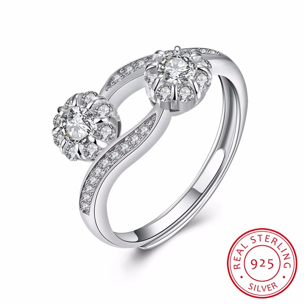 925 Silver Ring Set with CZ Fine Jewellry for Women Men 2020 New Resizable Real 925 Sterling Silver Fine Jewelry