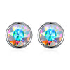 925 Sterling Silver 8mm Round Crystals From Elements Fashion Stud Earrings Fine Jewelry For Women Party Gift