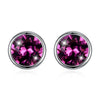 925 Sterling Silver 8mm Round Crystals From Elements Fashion Stud Earrings Fine Jewelry For Women Party Gift