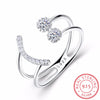 925 Sterling Silver Double Layer Pleasure Smiling Face Open Finger Rings for Women Authentic Silver Fine Jewelry