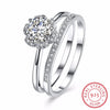 925 Sterling Silver Double Ring Sets for Women Flower Zirconia Stone Wedding Fine Jewelry