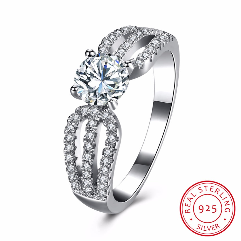 925 Sterling Silver Engagement Rings for Women 2 Carat Wedding Anillos De Plata Esterlina Para Las Mujeres 4 Claws Ring