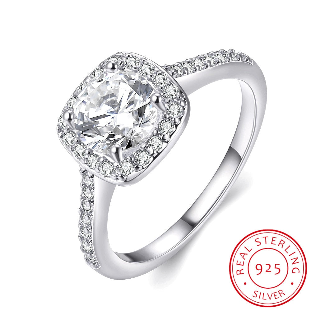 925 Sterling Silver Exquisite Bijoux Fashion Square Wedding & Engagement Ring Made With Cubic Zirconia Fine Jewelry