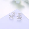 925 Sterling Silver Fine Jewelry X Studs Earrings Geometric Minimalist Earrings for Women Cross Earrings 2020 Hot Sale