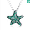 925 Sterling Silver Micro Pave Green Clear CZ Starfish Pendants Necklaces for Women Wedding Fine Jewelry Birthd Gifts