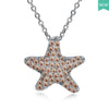 925 Sterling Silver Micro Pave Green Clear CZ Starfish Pendants Necklaces for Women Wedding Fine Jewelry Birthd Gifts