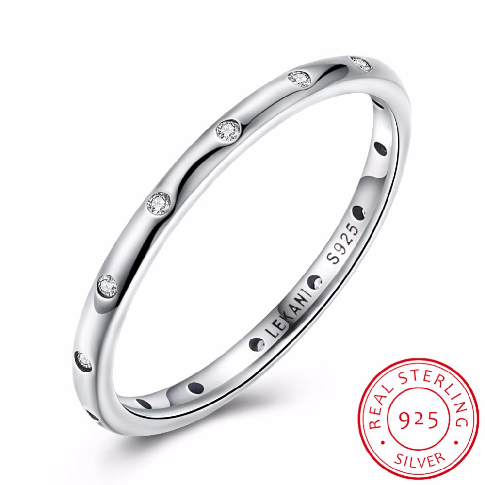 925 Sterling Silver Rings 2mm Cubic Zirconia Round Fashion Women Fine Jewelry Silver Rings 2020 New Arrival