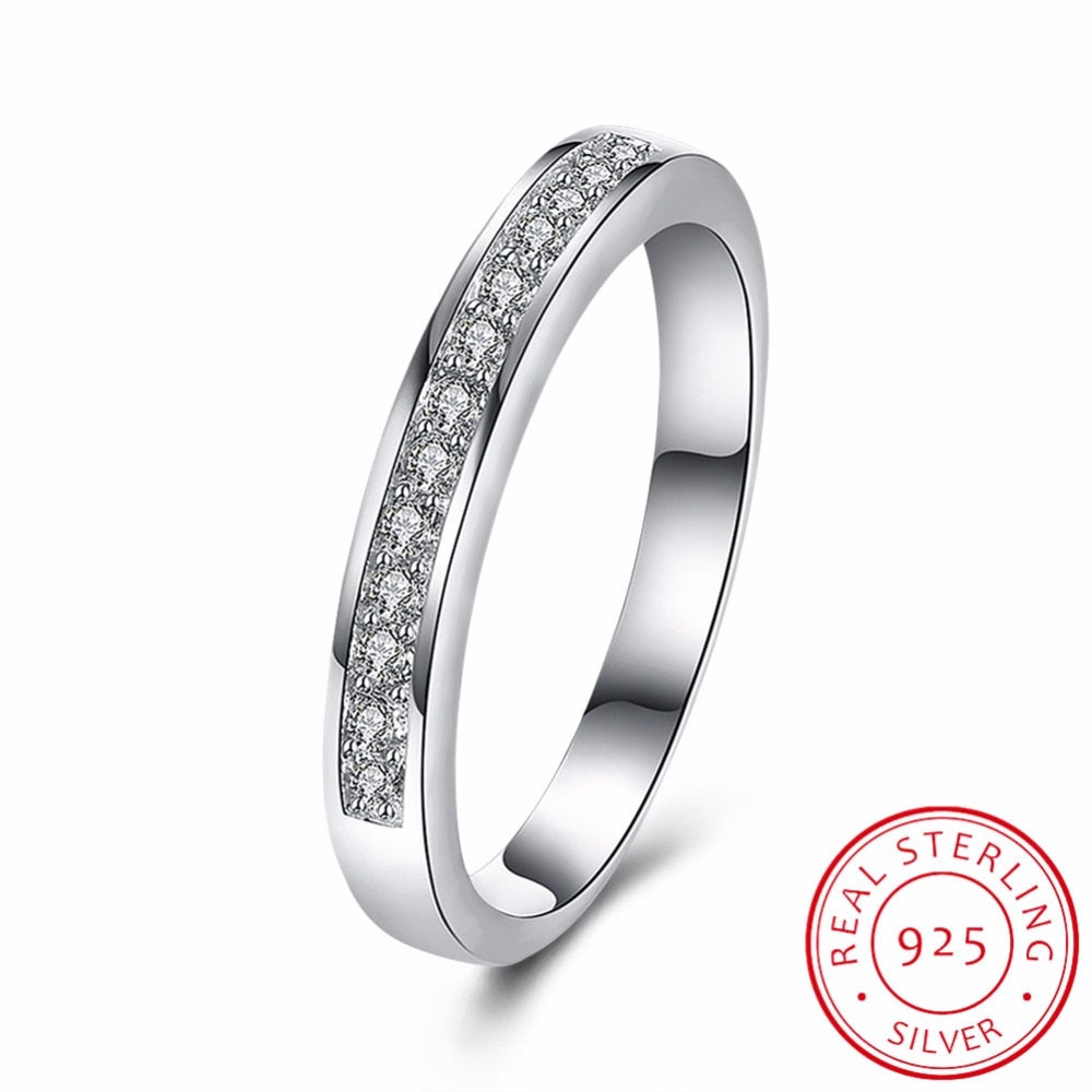 925 Sterling Silver Rings Simple Style Finger Ring for Women Wedding with AAA Zirconia European Fine Jewelry