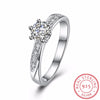 925 Sterling Silver Round Rings for Women Girls Luxury CZ Cubic Zirconia Wedding Ring Fine Jewelry