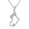 925 Sterling Silver Socks Pendant Necklace With Rhinestones Chokers Necklaces For Women Genuine Silver Fine Jewelry