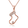 925 Sterling Silver Socks Pendant Necklace With Rhinestones Chokers Necklaces For Women Genuine Silver Fine Jewelry