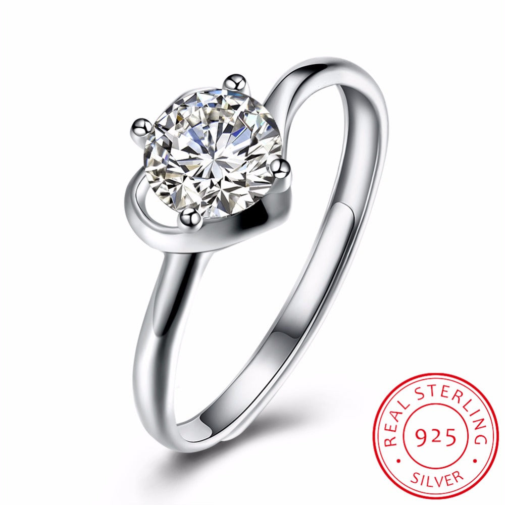 925 Sterling Silver big crystal rings for women finger ring solitaire wedding band for women jewelry bague mujer