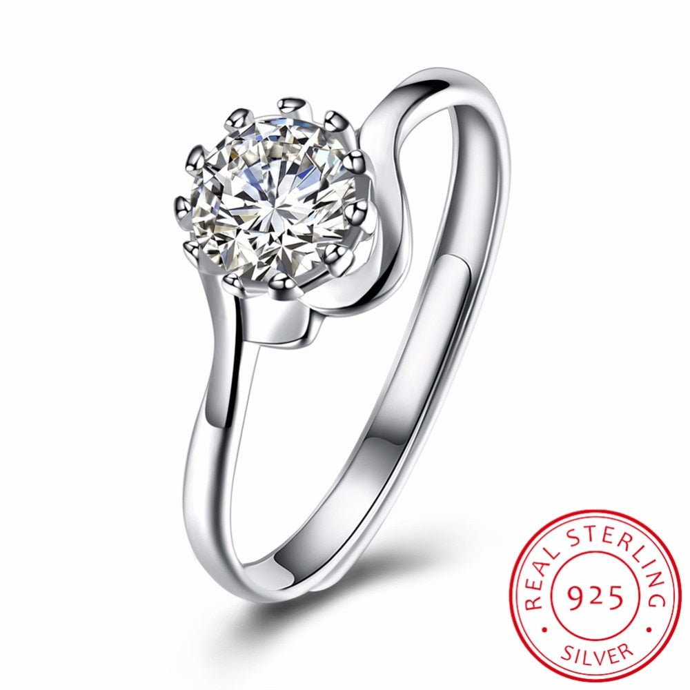 925 Sterling Silver love rings with crown 1.25 carat Cubic Zirconia wedding Rings for women engagement ring jewelry