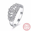 925-sterling-silver Rings For Women Princess Fashion Women's Fine Jewelry Crown Clean Crystal Silver 925 Female Ring