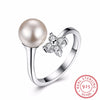 Adjustable Size Pearl Ring Natural Freshwater Pearl Jewelry Wedding Rings Flower 925 Sterling Silver Rings For Women Gift