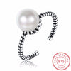 Antique 925 Sterling Silver Freshwater Pearl Braided Open Adjustable Rings Vintage Jewelry For Women Wedding Rings LR0278
