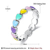 LEKANI Authentic 925 Sterling Silver Stackable Rainbow Heart Finger Rings For Women Romantic Engagement Ring Fine Jewelry
