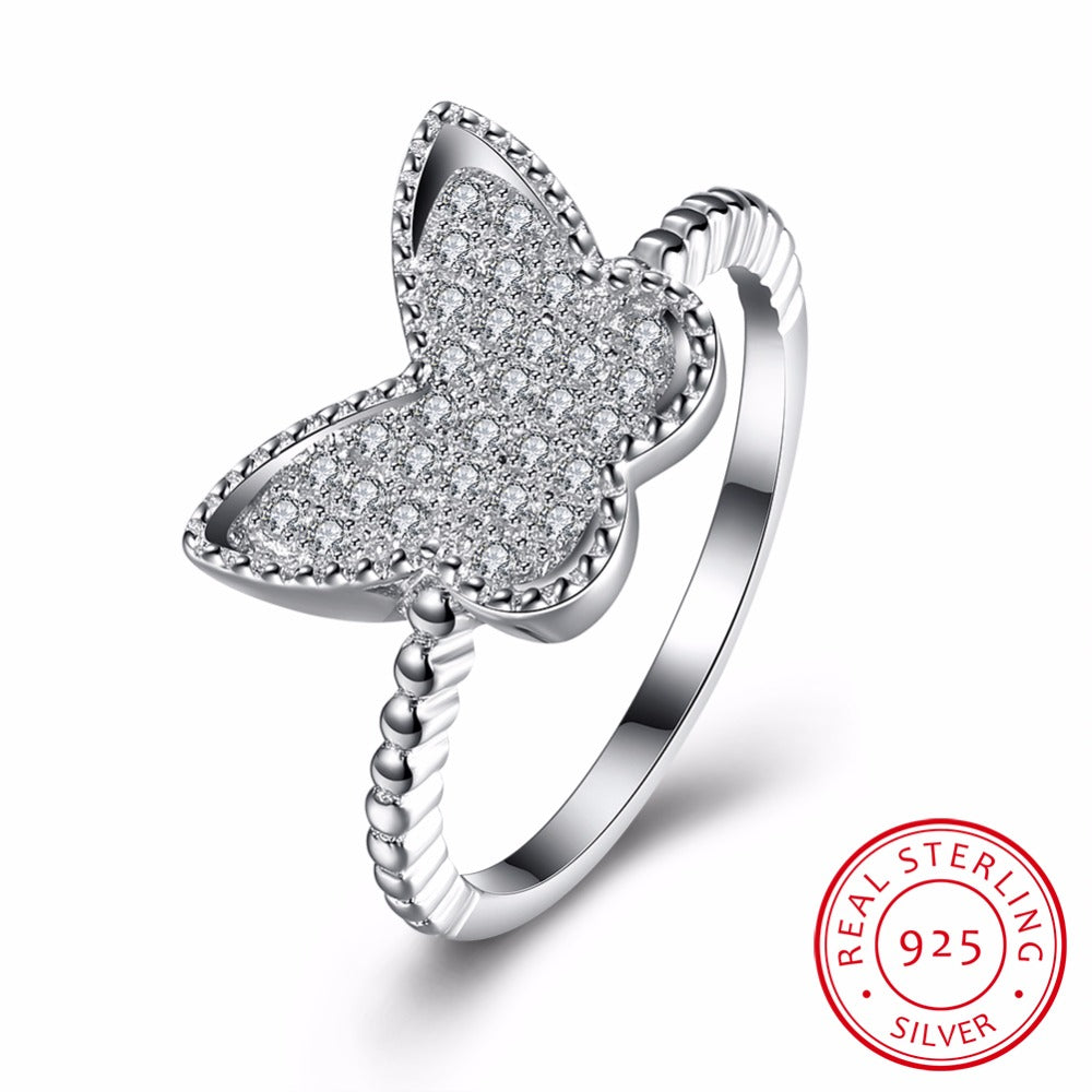 Butterfly Paved CZ Diamant Wedding Rings for Women Solid 925 Sterling Silver Ring Engagement Ring Fine Jewelry