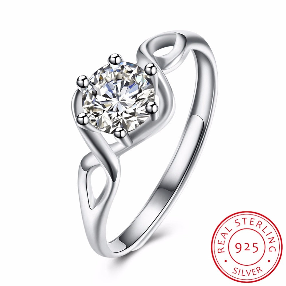 Classic 6 Claws Wedding Rings for Women Solid 925 Sterling Silver Ring 1 CT Zirconia CZ Diamant Engagement Ring