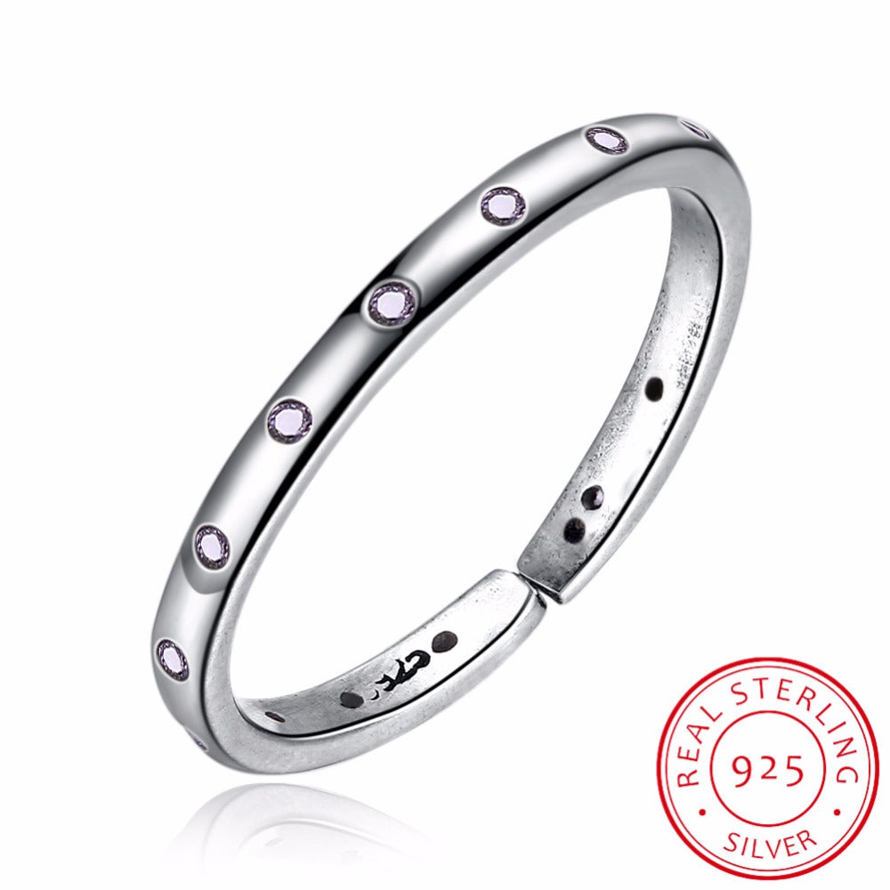 Classic 925 Sterling Silver Vintage Allure,Clear CZ Finger Rings for Women Fashion Engagement Open Ring Fine Jewelry