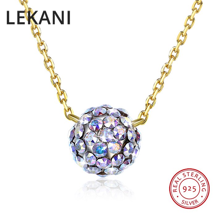 Colorful Ball Pendant Necklaces Crystals From Swarovski 925 Sterling Silver Beads Collars Fine Jewelry For Women Girls