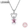 Crystals From SWAROVSKI Animal Fine Jewelry Cute Bear Pendant Necklaces For Women Girls Gifts Real 925 Silver Accessories