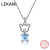 Crystals From SWAROVSKI Animal Fine Jewelry Cute Bear Pendant Necklaces For Women Girls Gifts Real 925 Silver Accessories