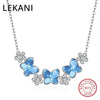 Crystals From SWAROVSKI Butterfly Flowers Necklaces Pendant Real S925 Silver Choker For Women Luxury Fine Jewelry Gifts