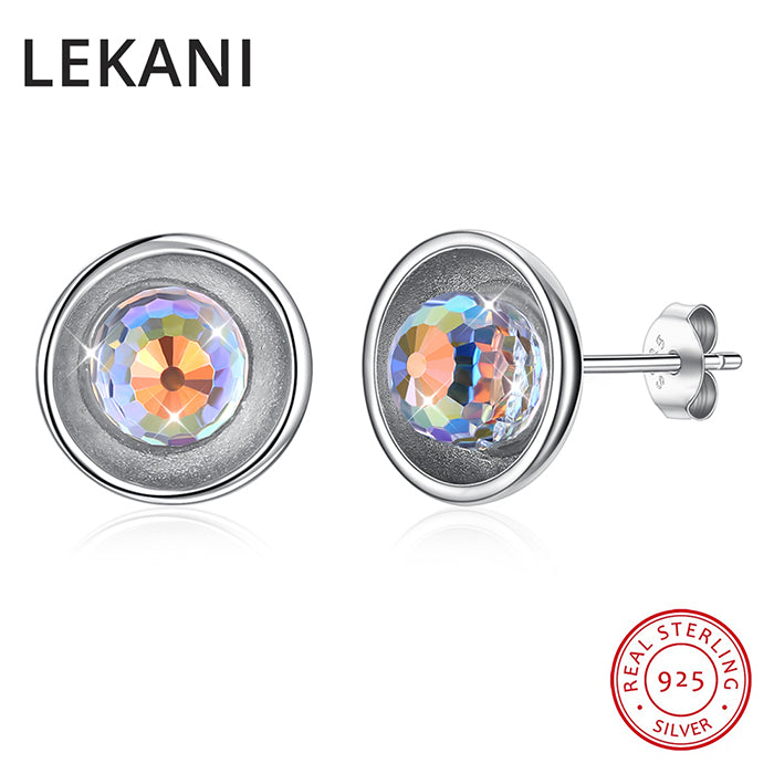 Crystals From SWAROVSKI Colorful Ball Beads Stud Earrings Piercing S925 Silver Fine Jewelry For Women Girls Trendy Gifts