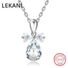 Crystals From SWAROVSKI Cute Bowknot Waterdrop Pendant Necklaces Real S925 Silver Fine Jewelry For Women Mother Gift 2020