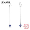Crystals From SWAROVSKI Long Chain Cube Beads Drop Earrings S925 Sterling Silver Piercing Women Fine Jewelry