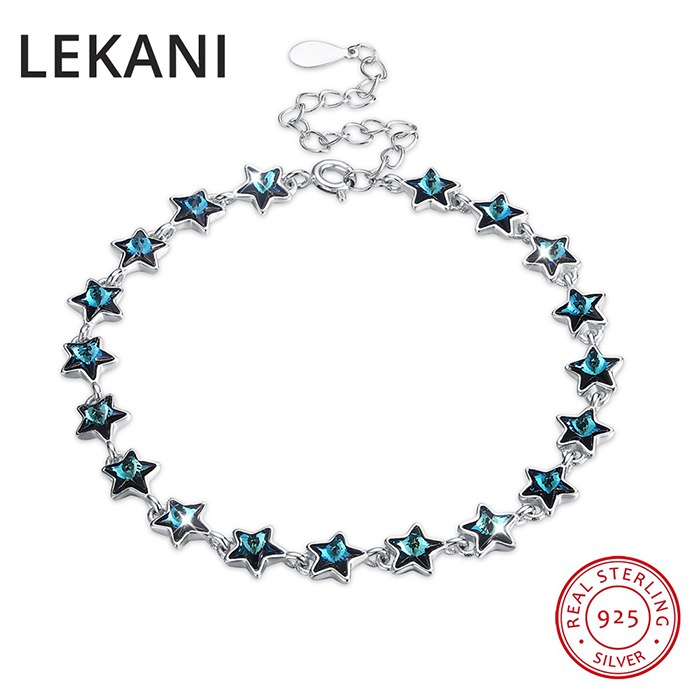 Crystals From SWAROVSKI Luxury Stars Beads Charm Bracelet Bangles Genuine S925 Silver Hand Accessories For Women