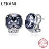 Crystals From SWAROVSKI New Square Shaped Stud Earrings S925 Silver Piercing Vintage Fine Jewelry For Women Girls Gifts