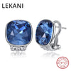 Crystals From SWAROVSKI New Square Shaped Stud Earrings S925 Silver Piercing Vintage Fine Jewelry For Women Girls Gifts