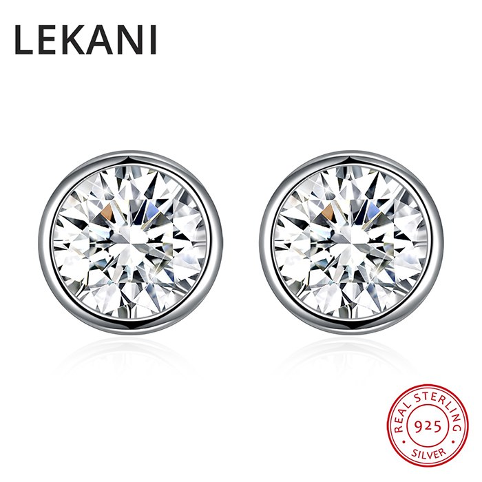 Crystals From SWAROVSKI Simple Round Stud Earrings S925 Silver For Women Girls Man Piercing Classic Fashion Accessories
