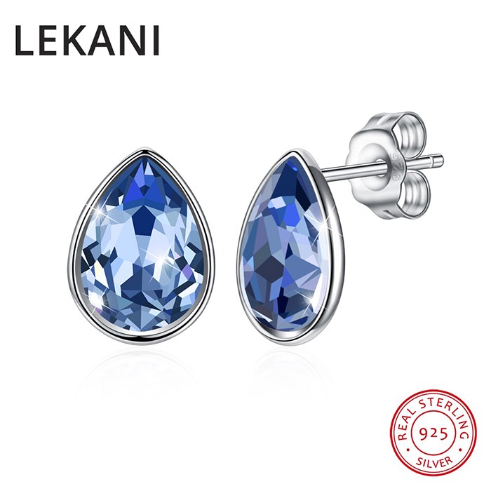 Crystals From SWAROVSKI Waterdrop Stud Earrings Simple Fashion Piercing S925 Silver Fine Jewelry For Women Joyas