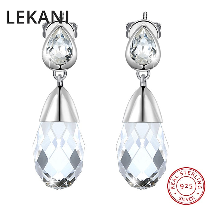 Crystals From SWAROVSKI Wedding Jewelry Real S925 Silver Water Drop Earrings For Women Party Fashion Piercing Joyas 2020