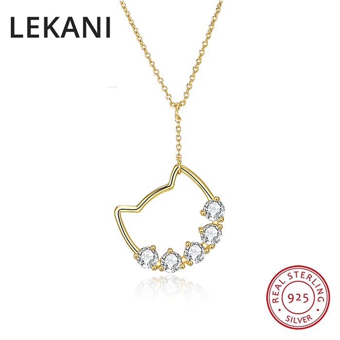 Crystals From Swarovski Animal Fine Jewelry Cute Cat Pendant Necklaces For Women Girls Gifts Luxury Real 925 Silver 2020
