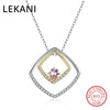 Crystals From Swarovski Double Square Pendant Necklaces Trendy Collars Real S925 Silver Fine Jewelry For Women Wedding