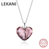 Crystals From Swarovski Fine Red Heart Pendant Necklace For Women Real S925 Silver Collares Lovers Valentine's D Gift