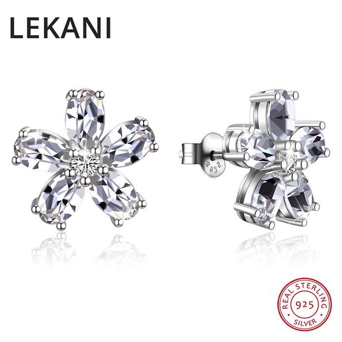 Crystals From Swarovski Flower Stud Earrings Real S925 Silver Piercing Fine Jewelry For Women Wedding 2020 Christmas Gift