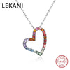 Crystals From Swarovski Hollow Heart Pendant Necklace For Women Chic S925 Silver Colorful Collares Valentine's D Gift