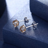 Crystals From Swarovski Mini Simple Square Stud Earrings Real S925 Silver For Women Girls Piercing Trendy Accessories