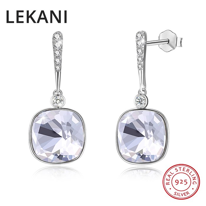 Crystals From Swarovski Trendy Square Drop Earrings Women Wedding Gifts Real S925 Silver Accessories Fine Jewelry