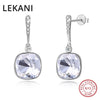 Crystals From Swarovski Trendy Square Drop Earrings Women Wedding Gifts Real S925 Silver Accessories Fine Jewelry