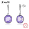 Crystals From Swarovski Trendy Square Drop Earrings Women Wedding Gifts Real S925 Silver Accessories Fine Jewelry