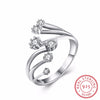 Cute Flower Shape 925 Sterling Silver Open Ring Adjustbable Wedding Engagement Party Zirconia Rings For Women Bijoux
