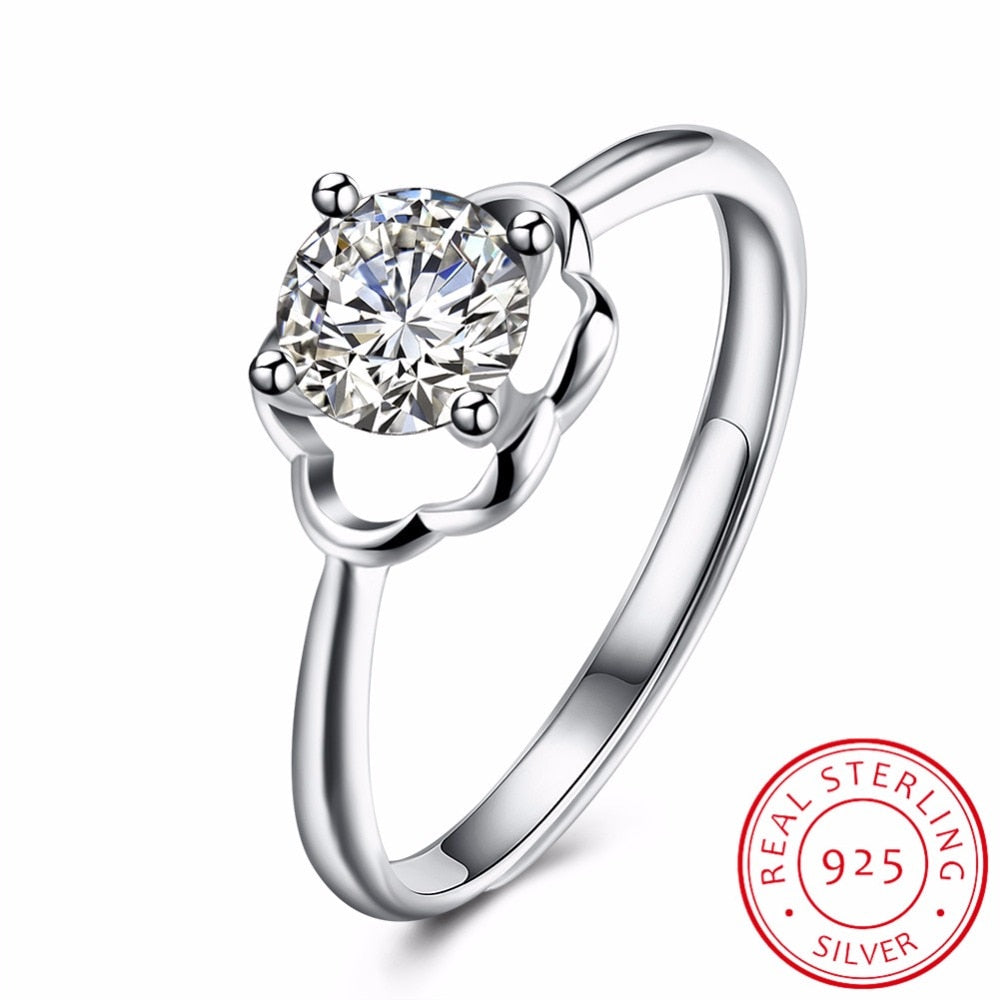 Delicate Flower Finger Ring 925 Sterling Silver Paved Tiny Zirconia CZ Fine Jewelry For Female Valentine's D Gifts
