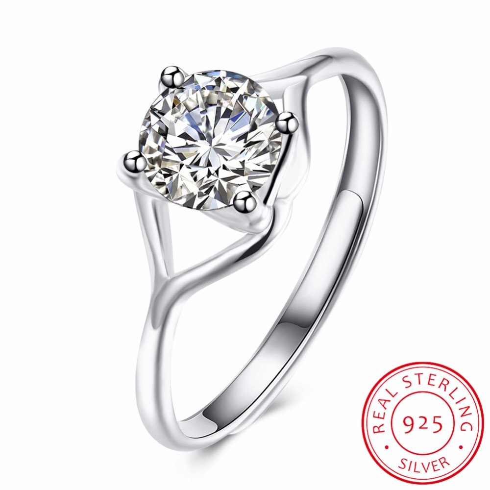 Engagement AAAAA Cubic Zirconia Fashion Rings Real 925 sterling silver wedding ring bridal Fine Jewelry for women