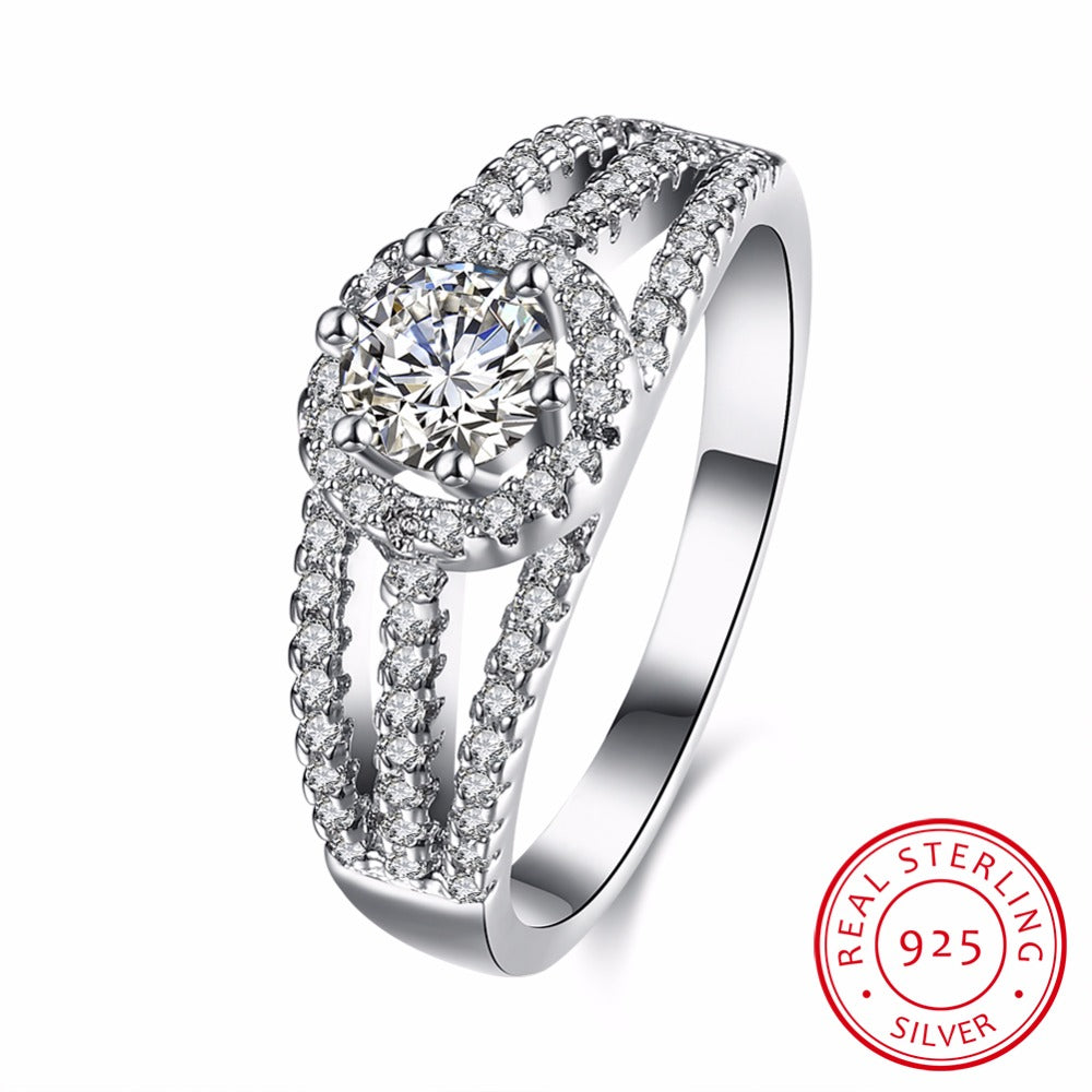 Engagement Ring 10mm 3.5 CT Hearts And Arrows Cubic Zirconia 925 Sterling Silver Rings For Women